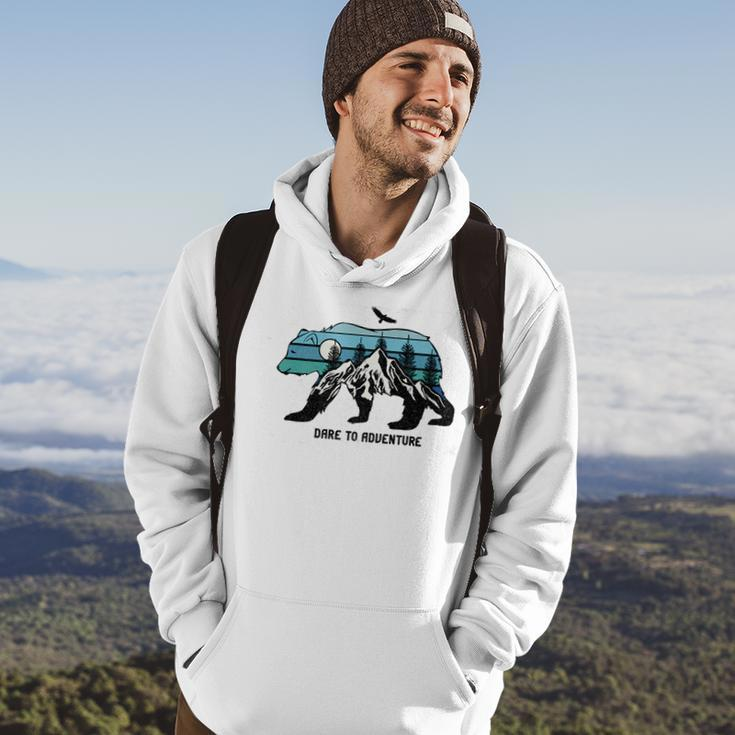 Dare To Adventure Walking Bear With A Mountain Hoodie Lifestyle
