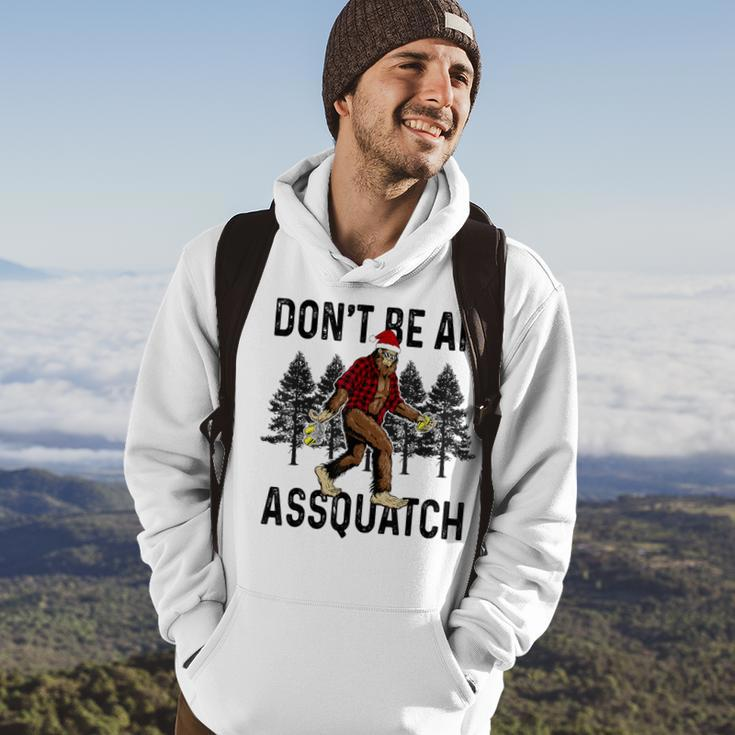Don't Be An Assquatch Snarky Outdoor Sasquatch Night Stroll Hoodie Lifestyle