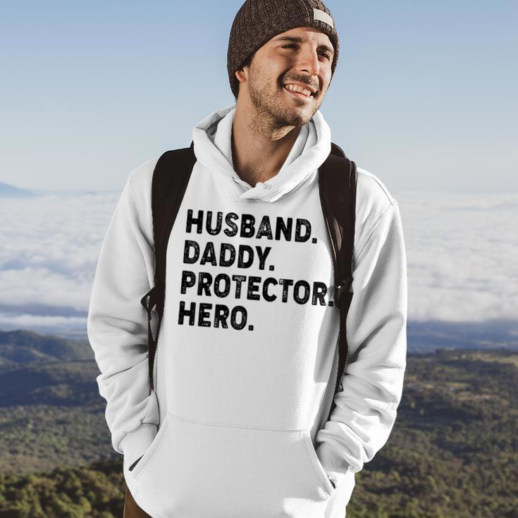 Husband Daddy Protector Hero Fathers Day Dad Funny Father Hoodie Lifestyle
