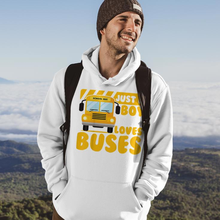 Kids School Bus Boys Funny Just A Boy Who Loves Buses Hoodie Lifestyle
