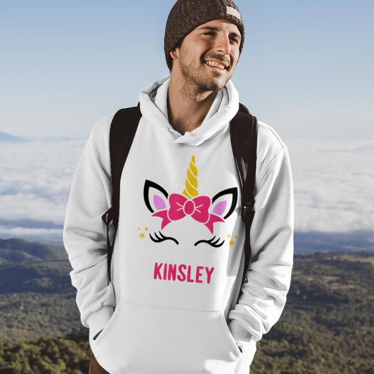 Kinsley Personalized Pink Bow Unicorn Face Hoodie Lifestyle