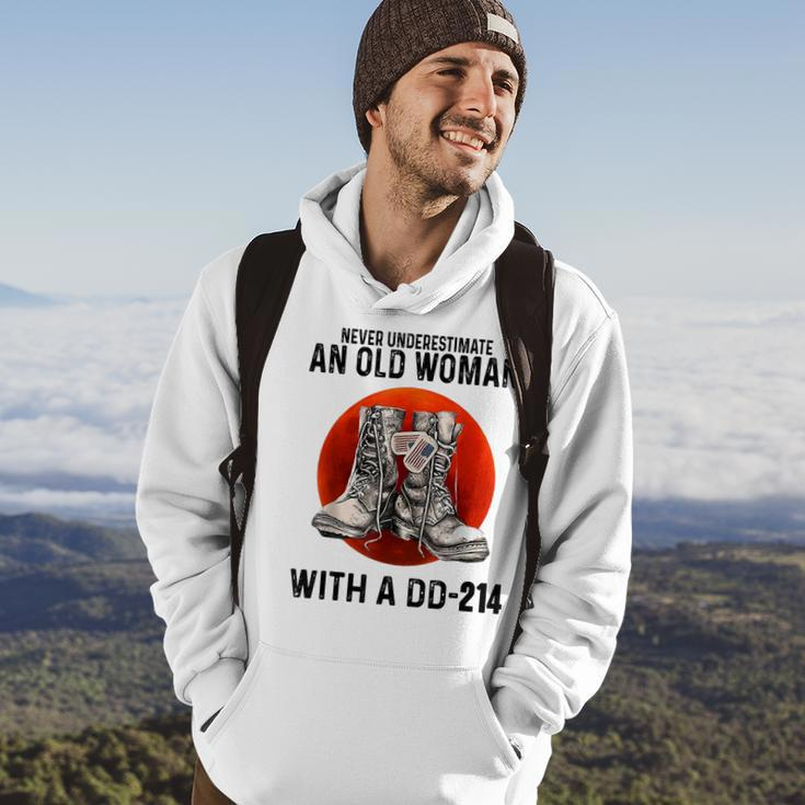 Never Underestimate An Old Woman With A Dd214 Funny Veteran Hoodie Lifestyle