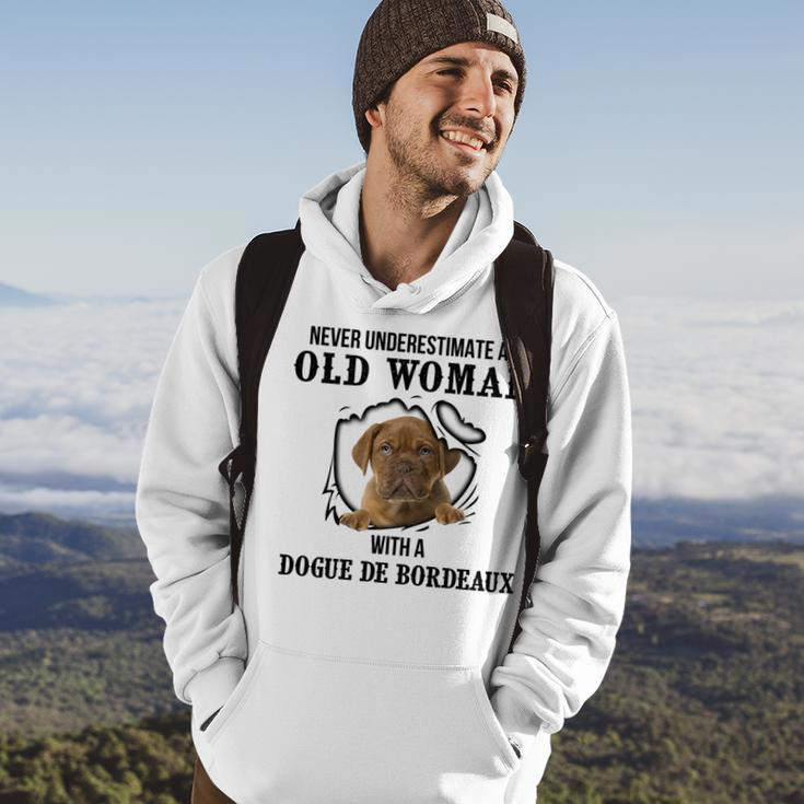 Never Underestimate An Old Woman With A Dogue De Bordeaux Old Woman Funny Gifts Hoodie Lifestyle