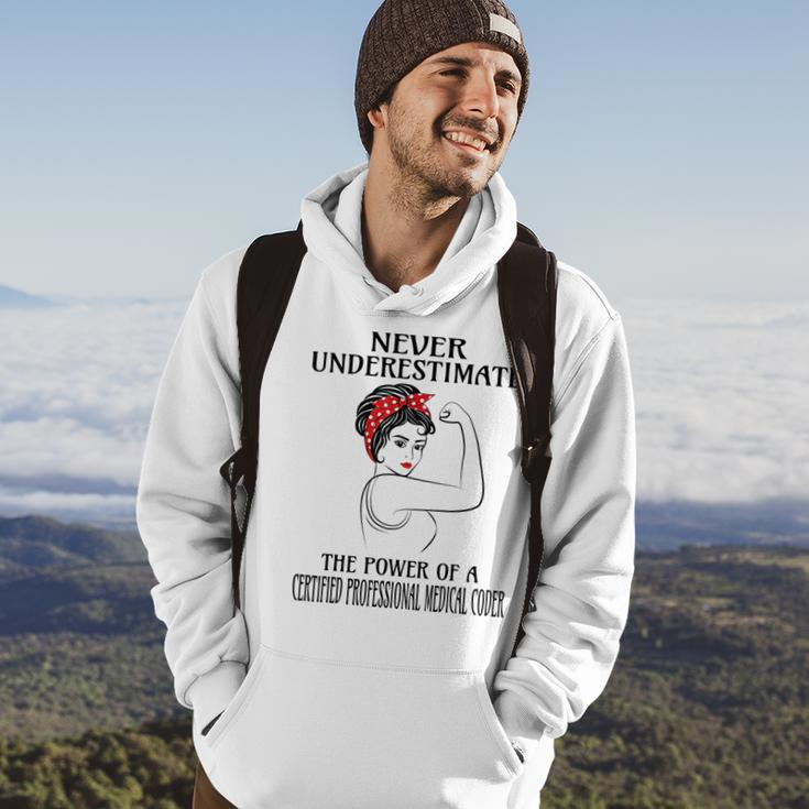 Never Underestimate Certified Professional Medical Coder Hoodie Lifestyle