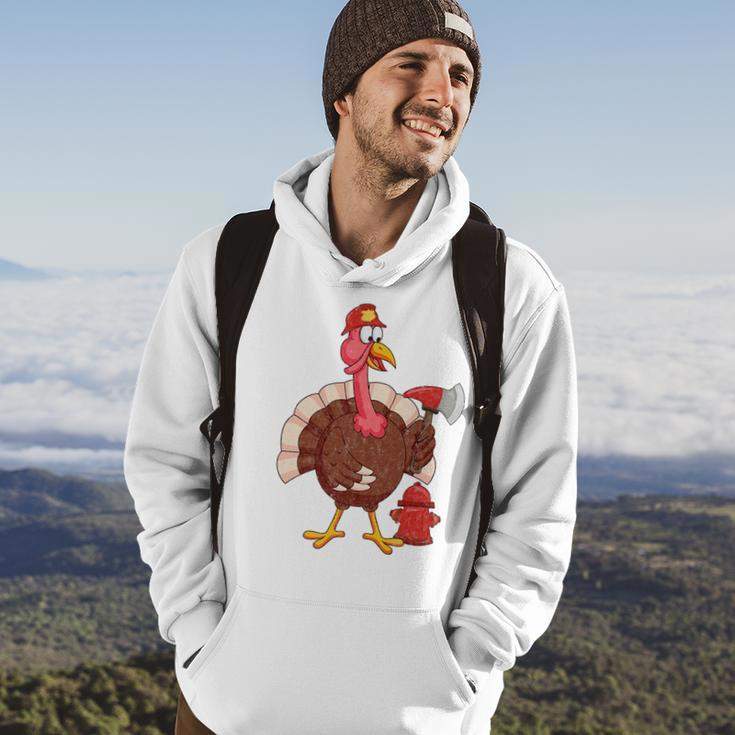 Proud Firefighter Turkey - Funny Fireman Thanksgiving Hoodie Lifestyle