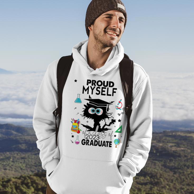 Proud Myself Of A Class Of 2023 Graduate Funny Black Cat Hoodie Lifestyle