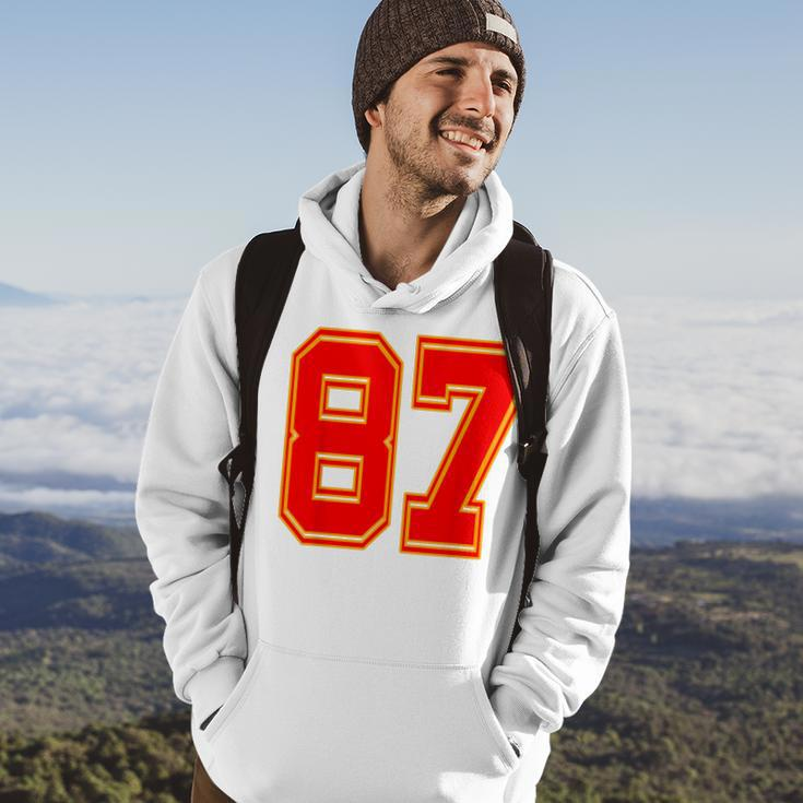 Red Number 87 White Yellow Football Basketball Soccer Fans Hoodie Lifestyle