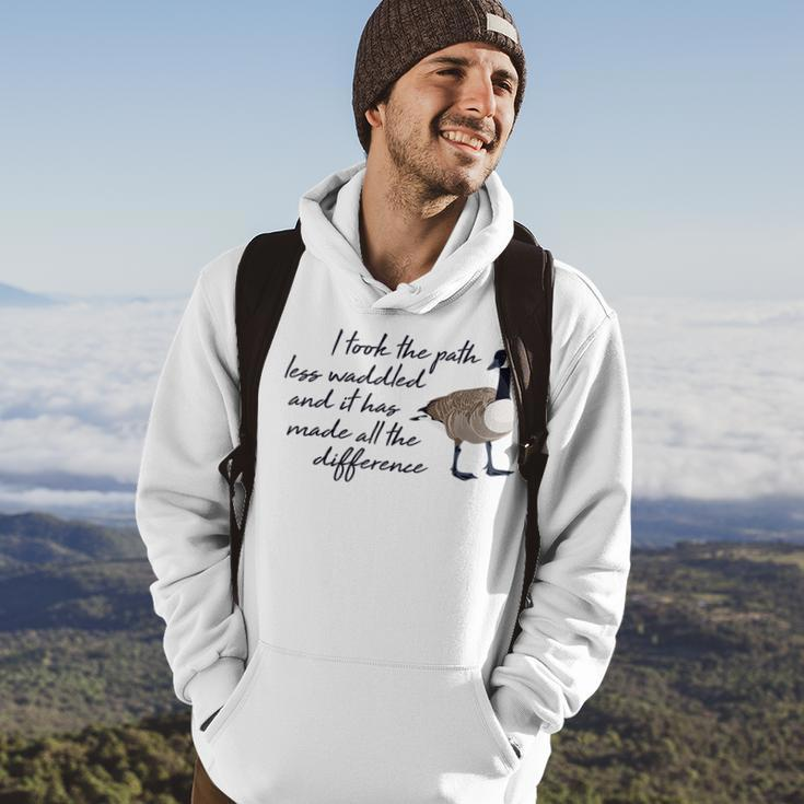 The Path Less Waddled Goose Funny Cute Animal Gift Hoodie Lifestyle