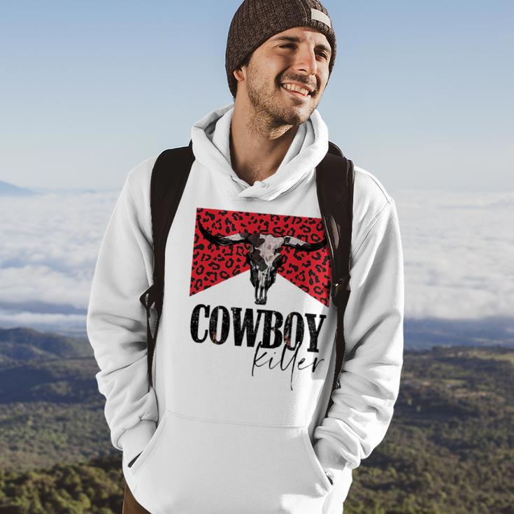 Western Cowgirl Leopard Punchy Cowboy Killers Bull Horn Hoodie Lifestyle