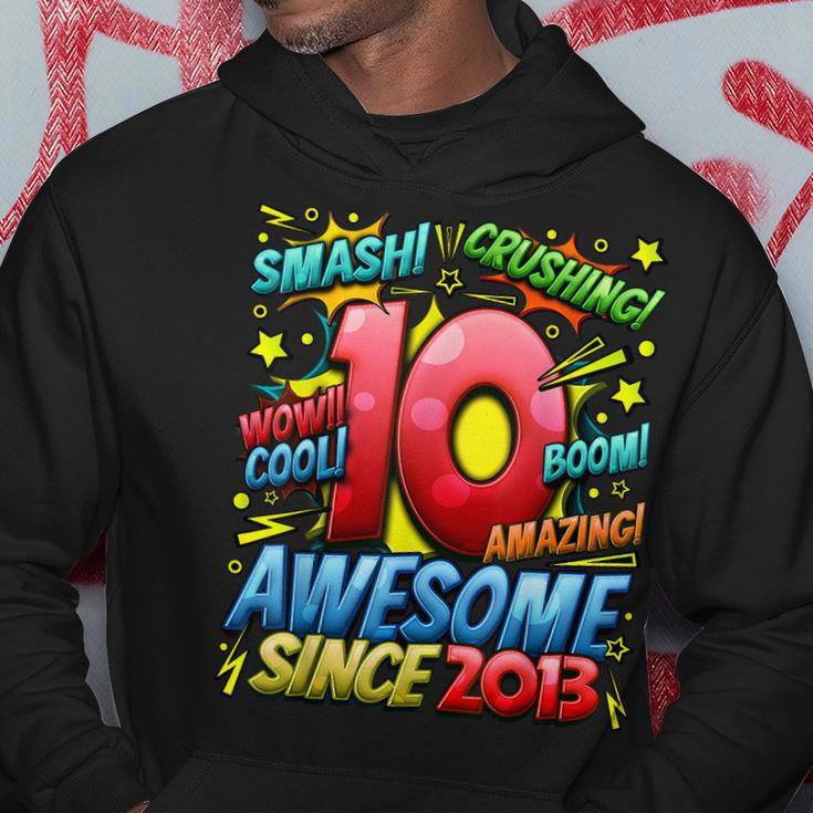 10Th Birthday Comic Style Awesome Since 2013 10 Year Old Boy Hoodie Funny Gifts