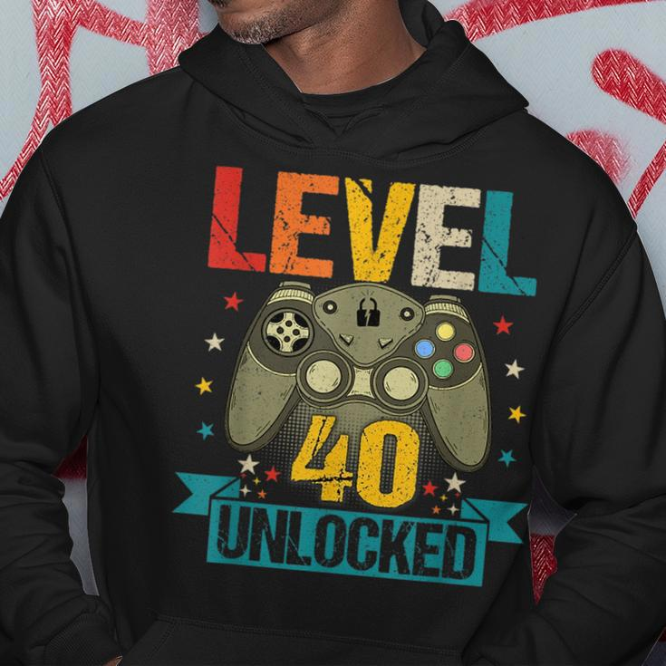 40Th Birthday 40 Year Old Men Level 40 Unlocked Video Gamer Hoodie Funny Gifts