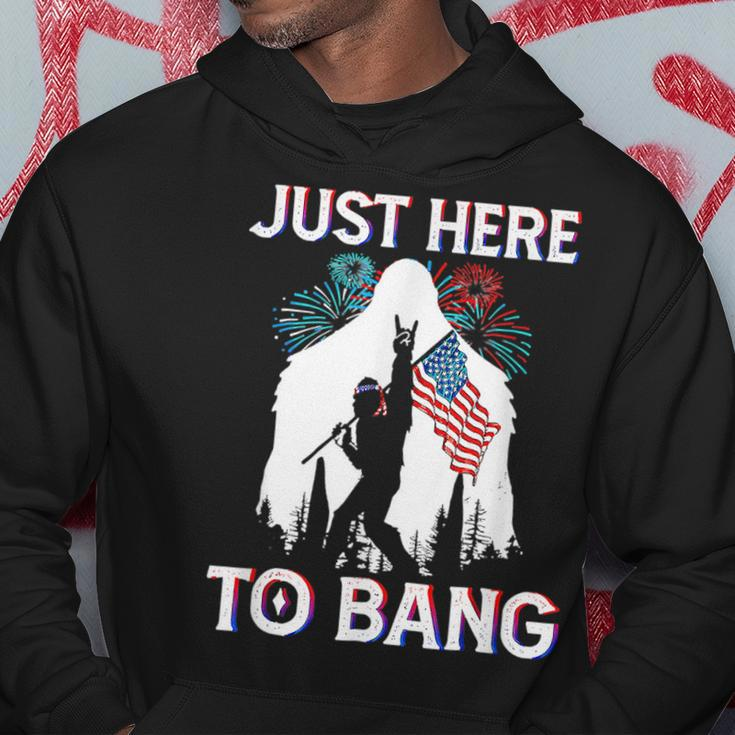 4Th Of July Bigfoot Sasquatch Just Here To Bang Funny Hoodie Unique Gifts