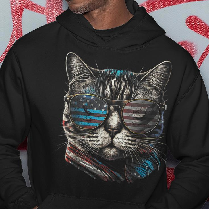 4Th Of July Cat American Flag America Patriotic Funny Hoodie Unique Gifts