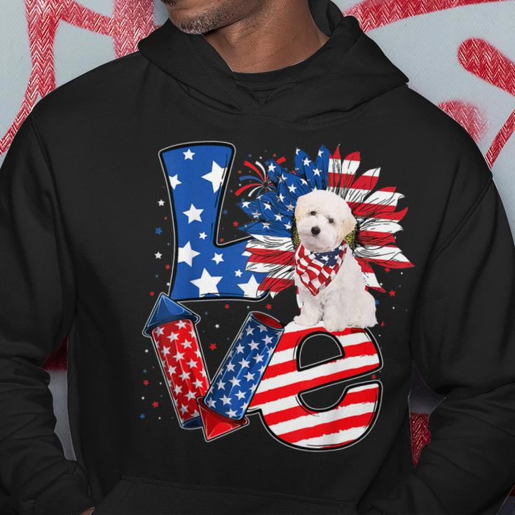 4Th Of July Decor Patriotic Love Maltipoo Dog Usa Flag Hoodie Unique Gifts