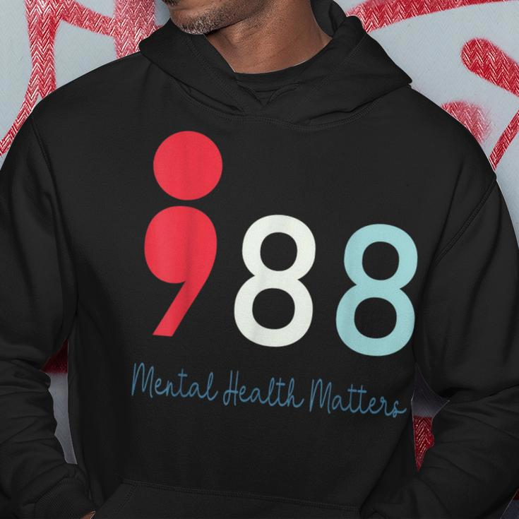 988 Semicolon Mental Health Matters Suicide Prevention Retro Hoodie Funny Gifts