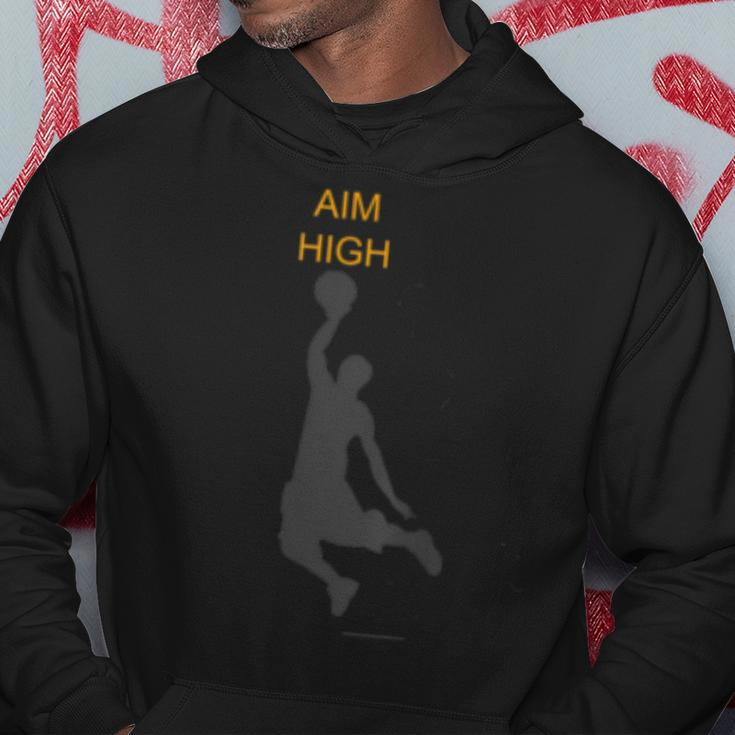 Aim High Basketball Motivation Slam Dunk Reach Higher Hoodie Unique Gifts