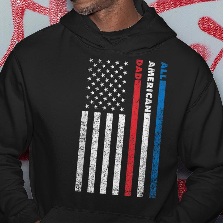 All-American Dad Patriotic Usa Flag Fathers Day Gift Hoodie Funny Gifts
