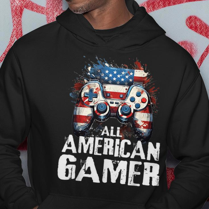 All American Gamer 4Th Of July Video Games Boys Ns Kids Games Funny Gifts Hoodie Unique Gifts