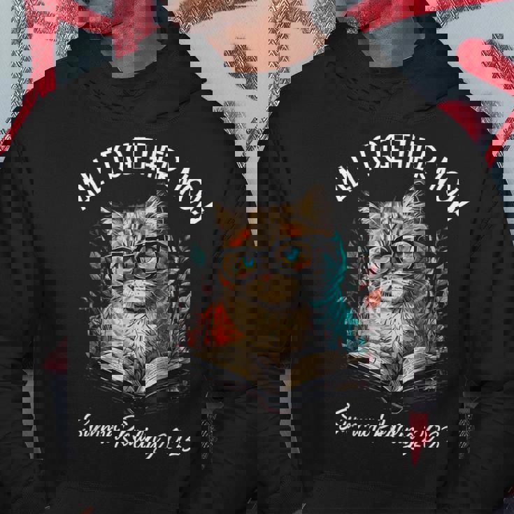 All Together Now Summer Reading 2023 Book Lover Cat Reading Hoodie Unique Gifts