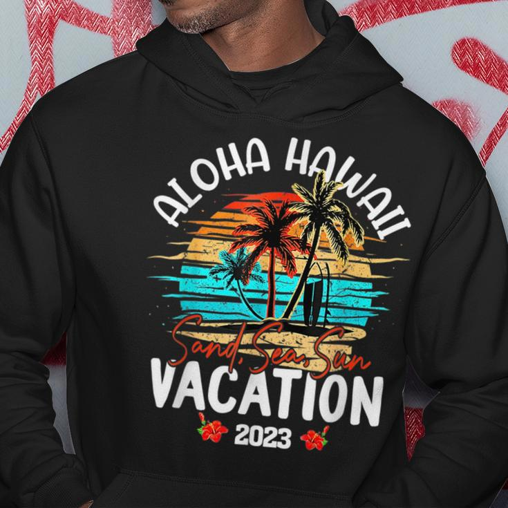 Aloha Hawaii Hawaiian Vacation 2023 Matching Family Group Hoodie Funny Gifts