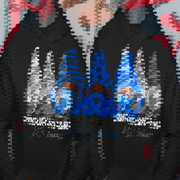Als Awareness Month Blue Ribbon Gnomies Support Hoodie Unique Gifts