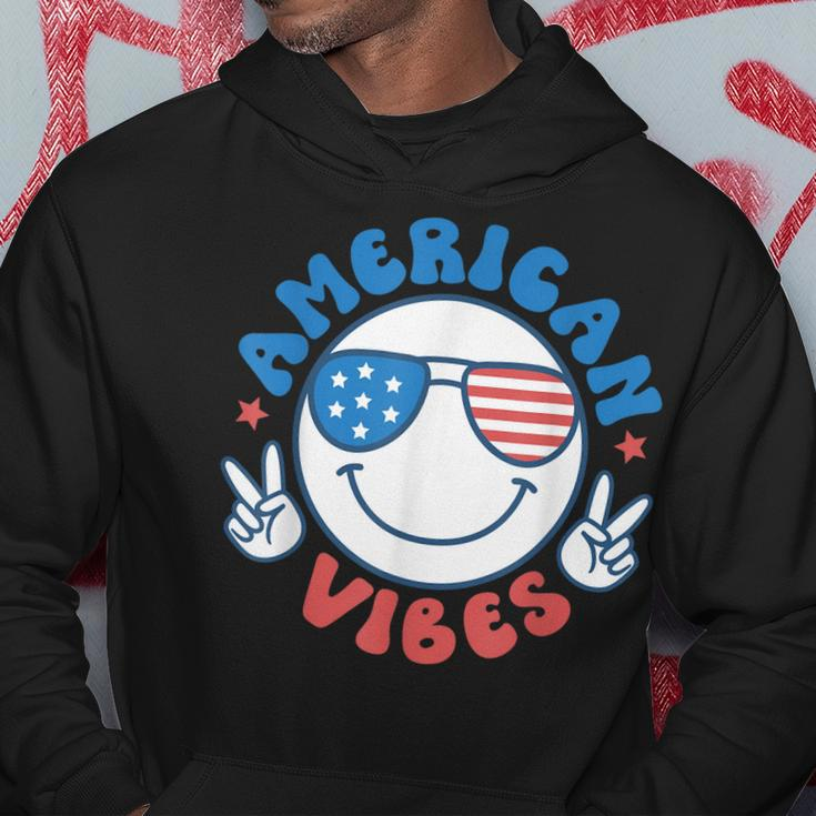 America Vibes Fourth 4Th Of July Happy Face Smile Patriotic Hoodie Unique Gifts