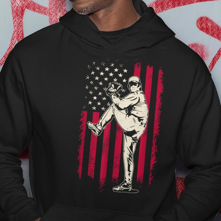 American Flag Baseball Red White Blue 4Th Of July Boys Men Hoodie Unique Gifts
