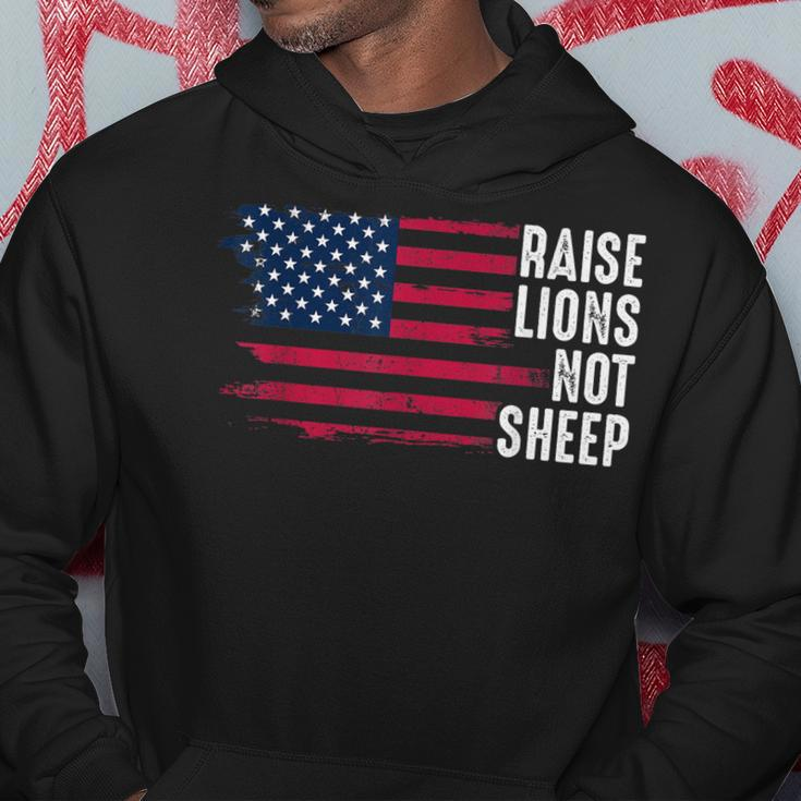 American Flag Patriot Raise Lions Not Sheep Patriotic Lion Hoodie Unique Gifts