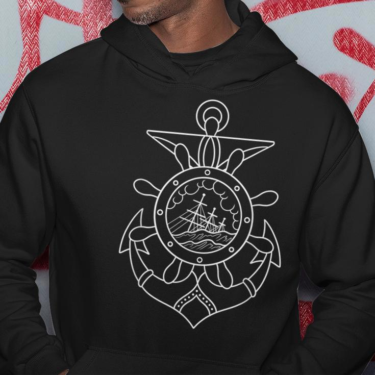 American Traditional Nautical Anchor Outline Tattoo Hoodie Unique Gifts