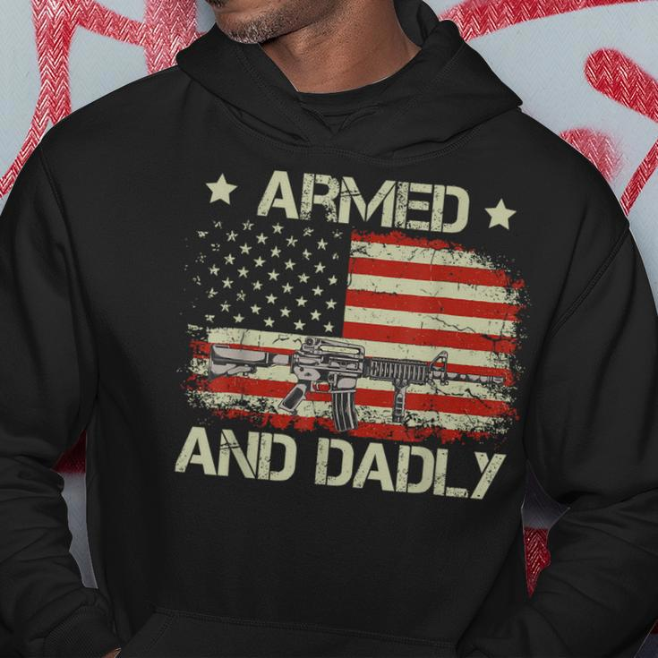 Armed And Dadly Funny Dadly Fathers Day Hoodie Unique Gifts
