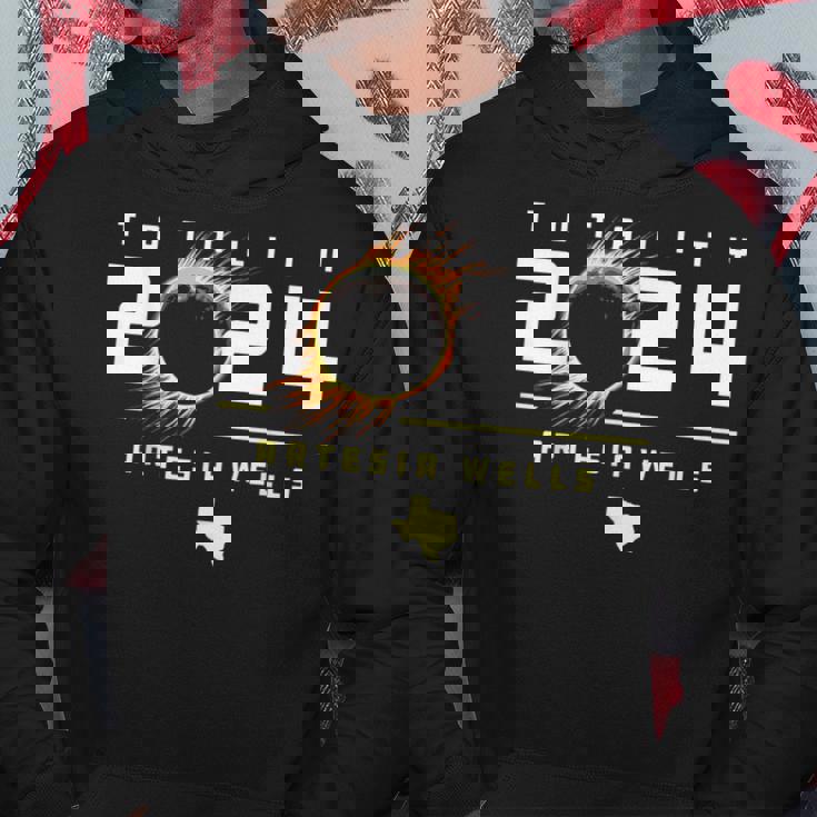 Artesia Wells Texas 2024 Total Solar Eclipse Hoodie Mazezy