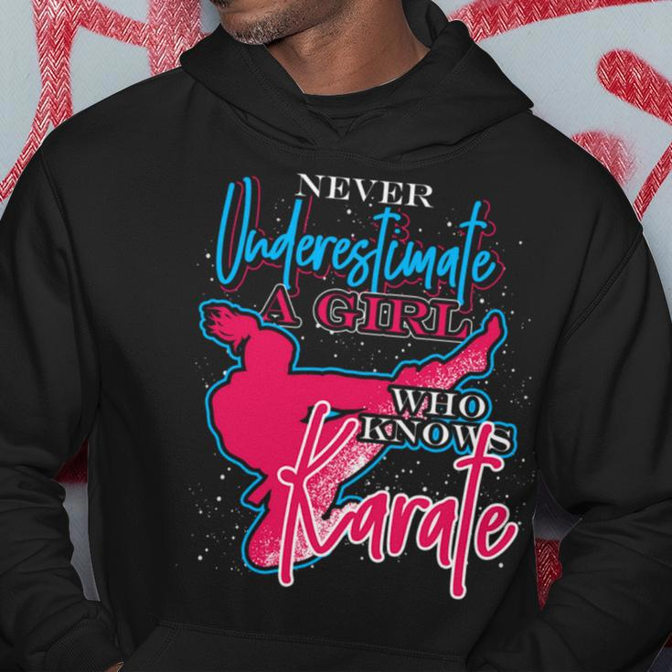 Athlete Gift Never Underestimate A Girl Who Knows Karate Karate Funny Gifts Hoodie Unique Gifts