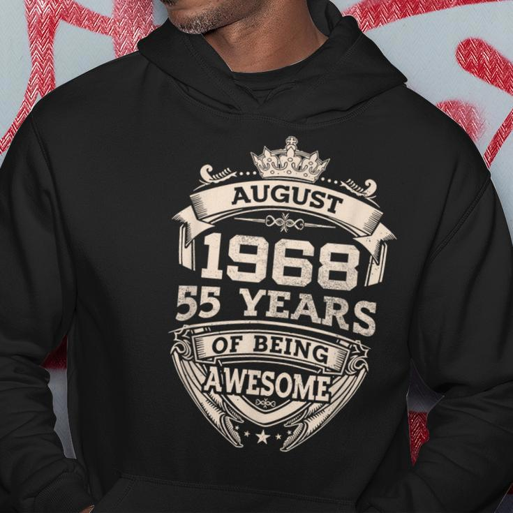 August 1968 55 Years Of Being Awesome 55Th Birthday Hoodie Funny Gifts