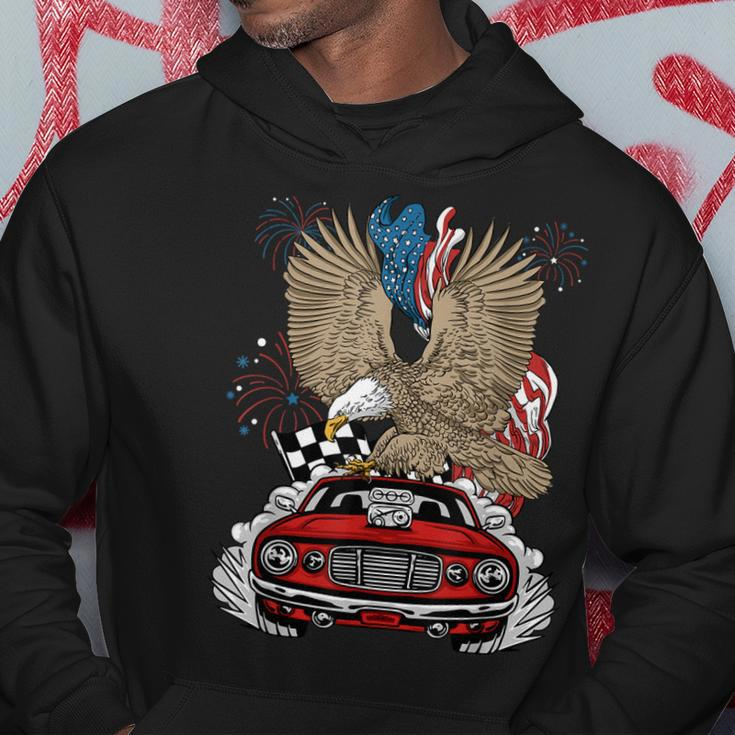 Auto Racing 4Th Of July Eagle Usa Flag Dragster Race Hoodie Unique Gifts