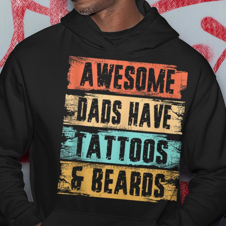Awesome Dads Have Tattoos And Beards Vintage Fathers Day Men Hoodie Unique Gifts