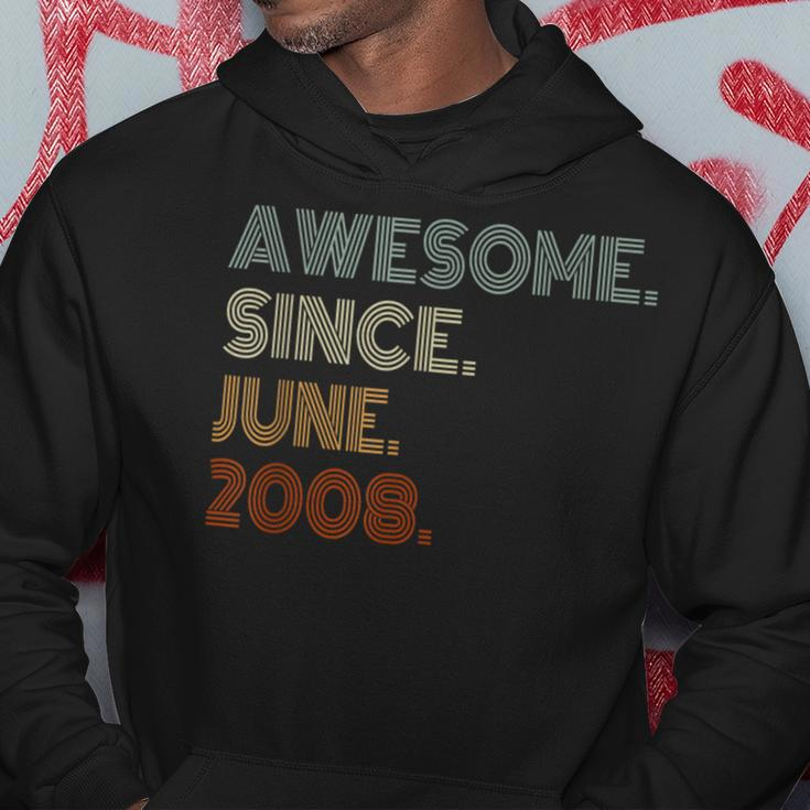 Awesome Since June 2008 Gifts 15Th Birthday 15 Years Old Boy Hoodie Unique Gifts