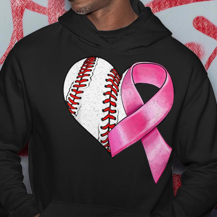 Baseball Heart Pink Ribbon Warrior Breast Cancer Awareness Hoodie Unique Gifts