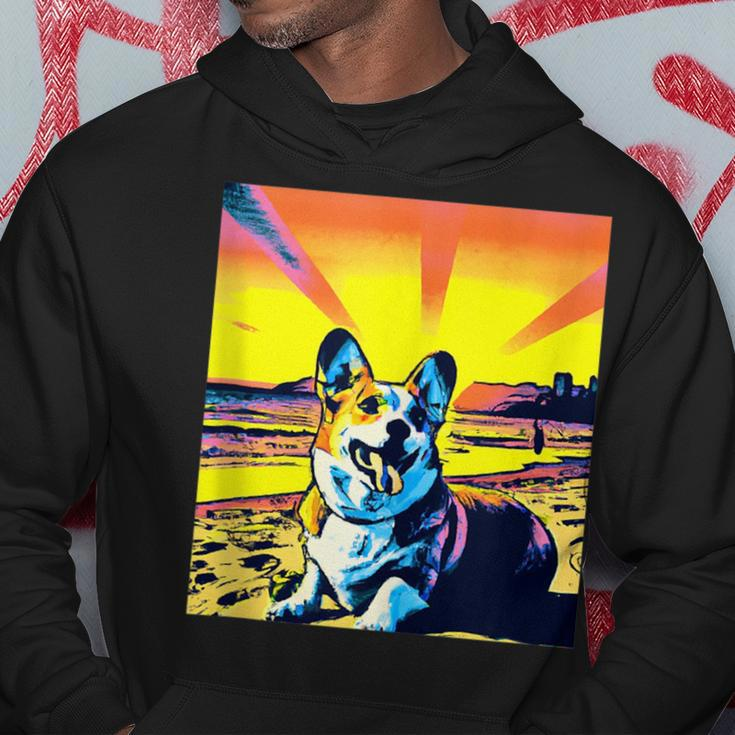 Beach Corgi Vintage Sunset Vacation Sunny Holiday Dog Hoodie Unique Gifts