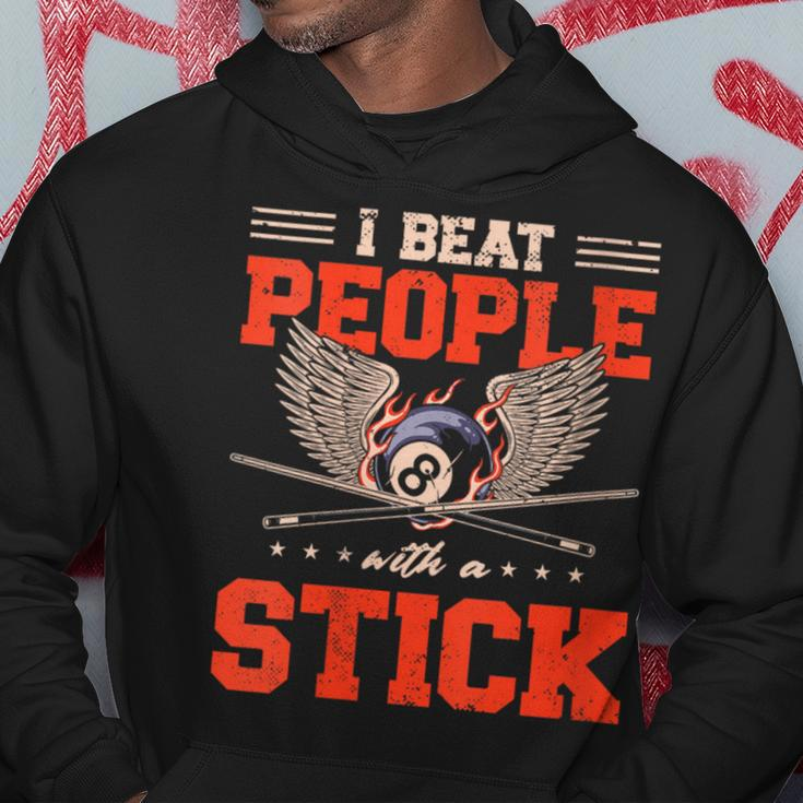 I Beat People With Stick Snooker Pool Billiards Player Hoodie Unique Gifts