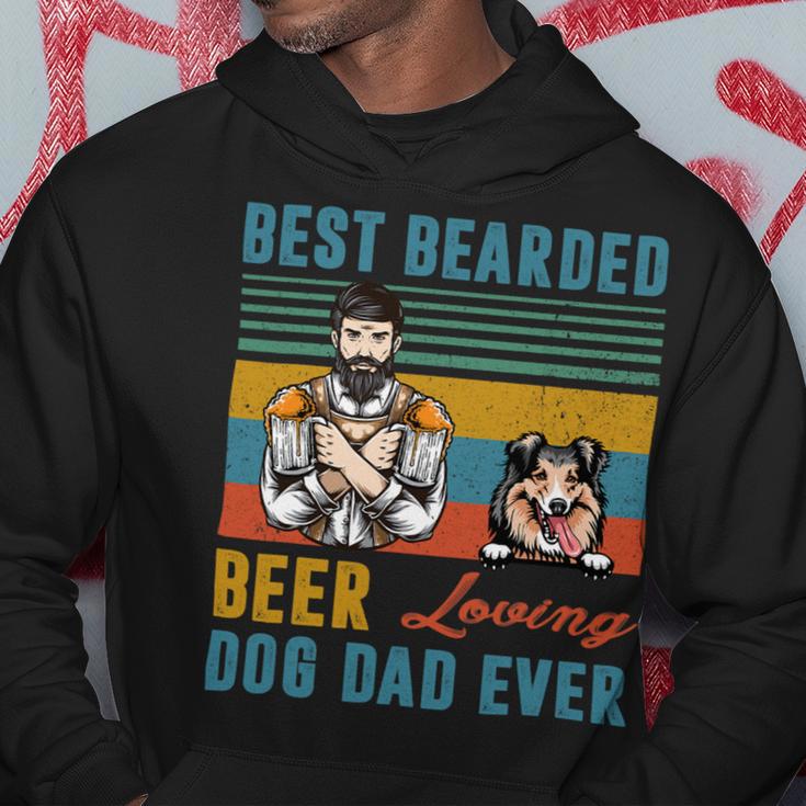 Beer Best Bearded Beer Loving Dog Dad Ever Shetland Sheepdog Hoodie Unique Gifts