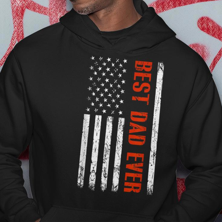 Best Dad Ever With Us Flag American Fathers Day Hoodie Funny Gifts