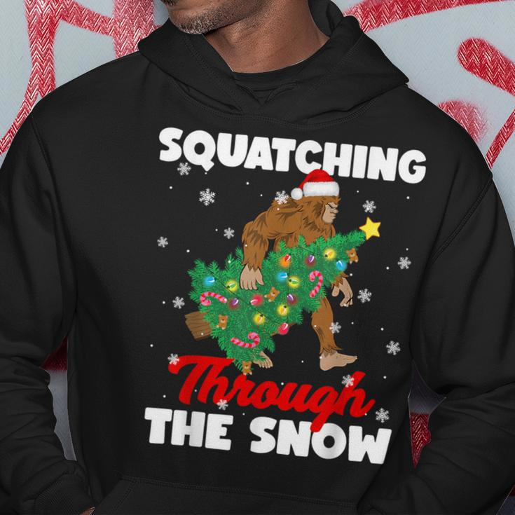 Bigfoot Squatching Through The Snow Sasquatch Christmas Xmas Hoodie Personalized Gifts