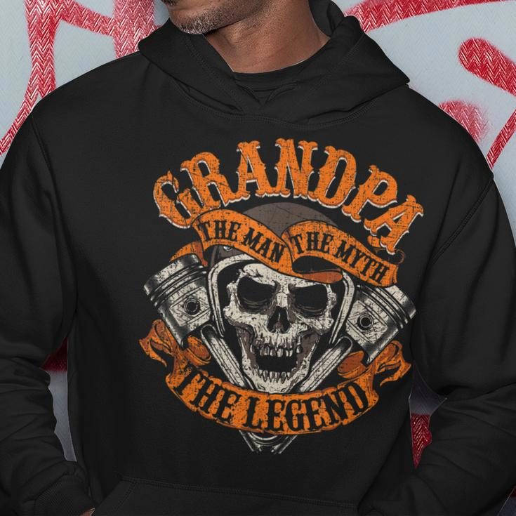 Biker Grandpa Man Myth Legend Fathers Day Grunge Motorcycle Hoodie Unique Gifts