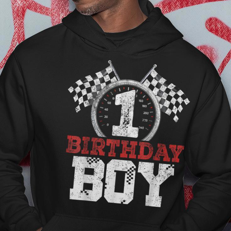 Birthday Boy 1 One Race Car 1St Birthday Racing Car Driver Hoodie Funny Gifts
