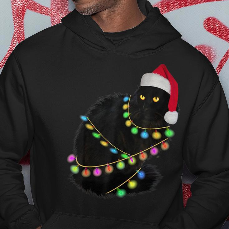 Black Cat Santa Hat Light Tree Ugly Christmas Sweater Hoodie Unique Gifts