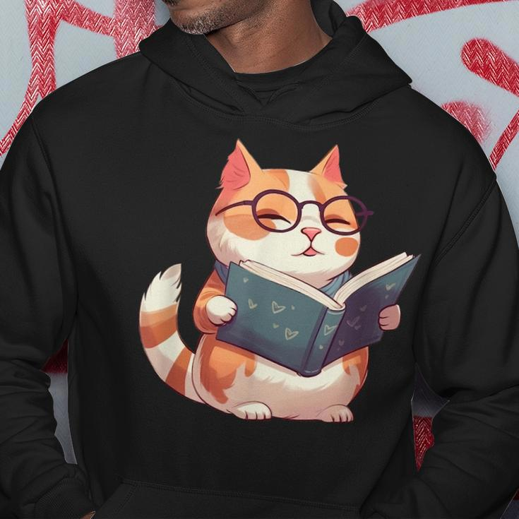 Bookish Cat With Glasses - Cute & Intellectual Design Hoodie Unique Gifts
