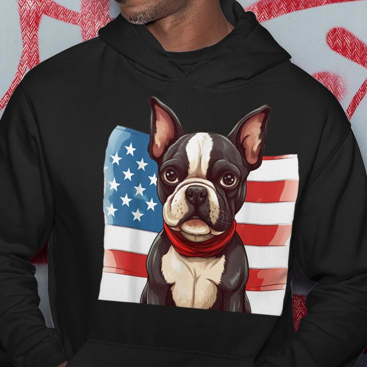 Boston Terrier Dog Patriotic Puppy American Flag 4Th Of July Hoodie Unique Gifts