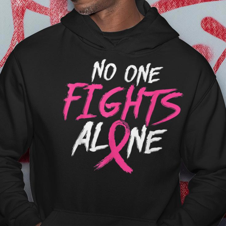 Breast Cancer Awareness No One Fight Alone Month Pink Ribbon Hoodie Unique Gifts