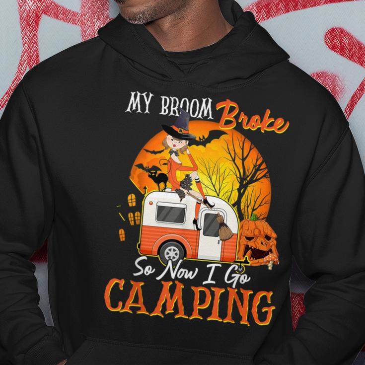 My Broom Broke So Now I Go Camping Halloween Witches Hoodie Unique Gifts