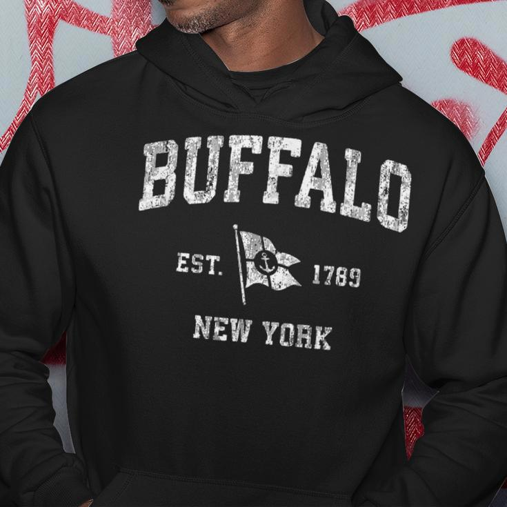Buffalo New York Ny Vintage Boat Anchor Flag Design Hoodie Unique Gifts